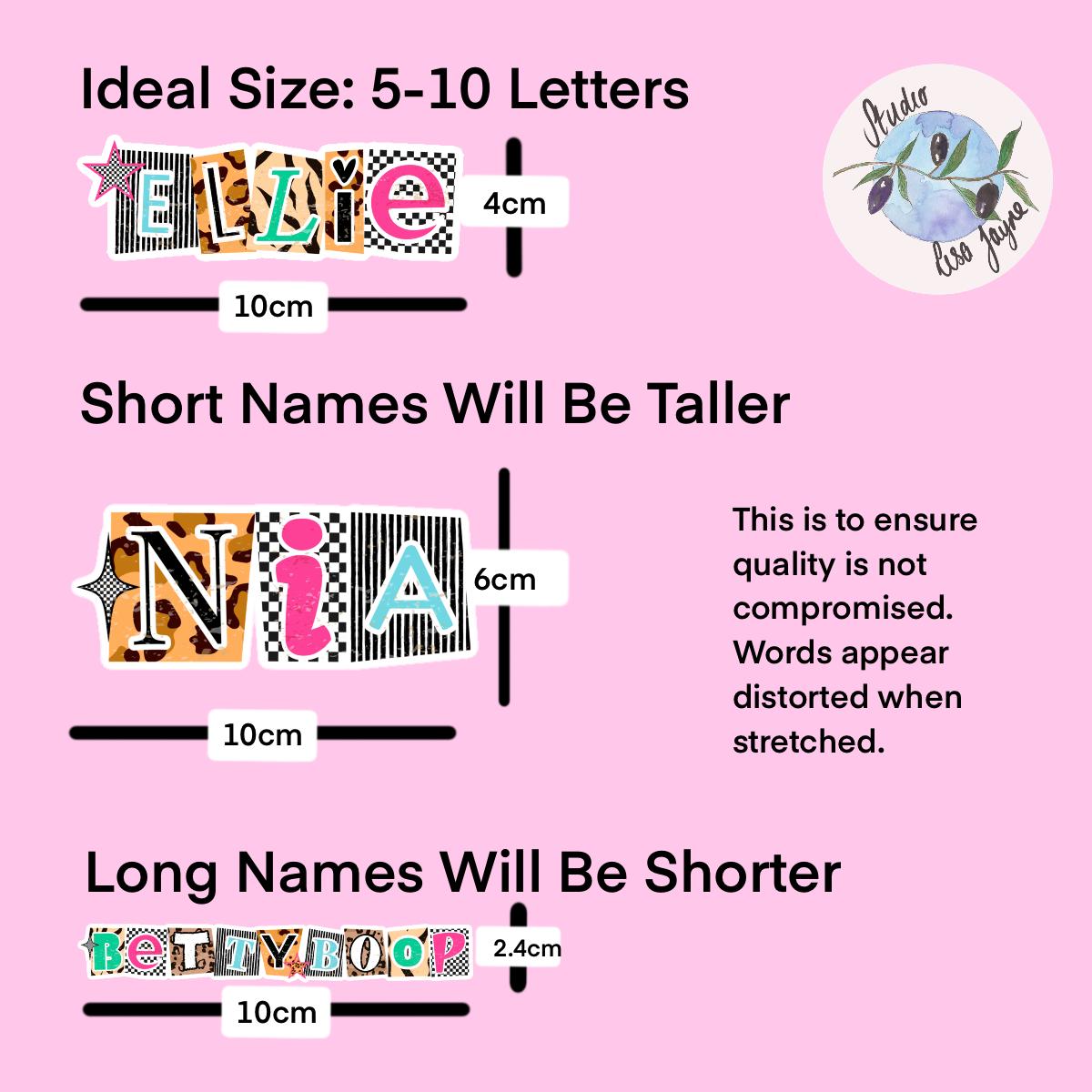 Mismatched Ransom Note animal print Personalised Name Waterproof Vinyl Sticker For Smooth Surfaces