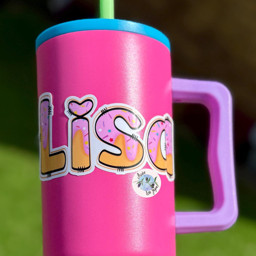 Doughnut Name Sticker for Smooth Surfaces