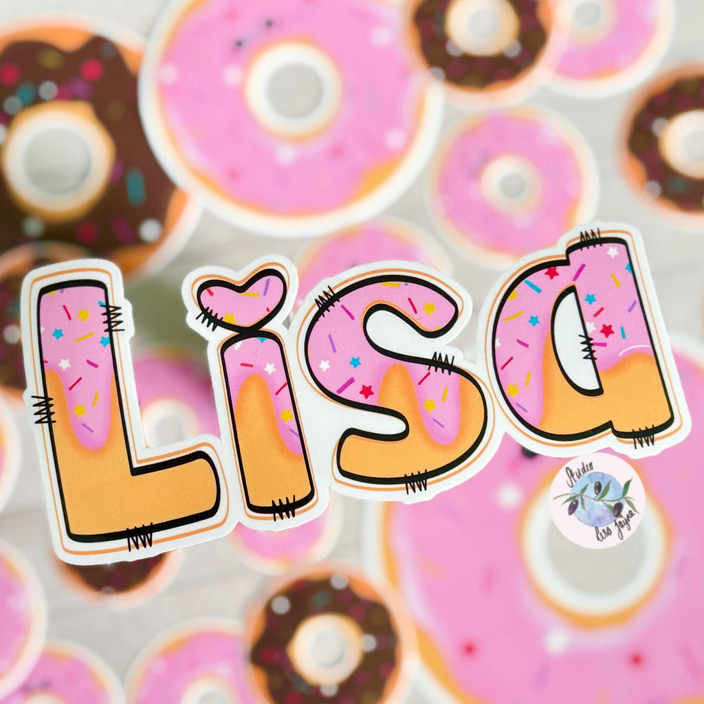 Doughnut Name Sticker for Smooth Surfaces