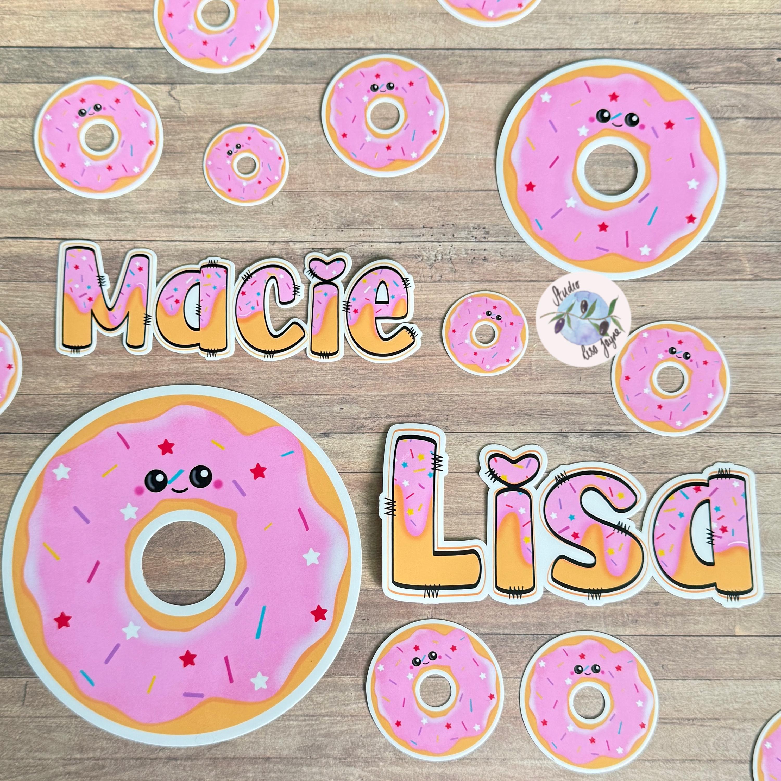 Doughnut Name Sticker for Smooth Surfaces
