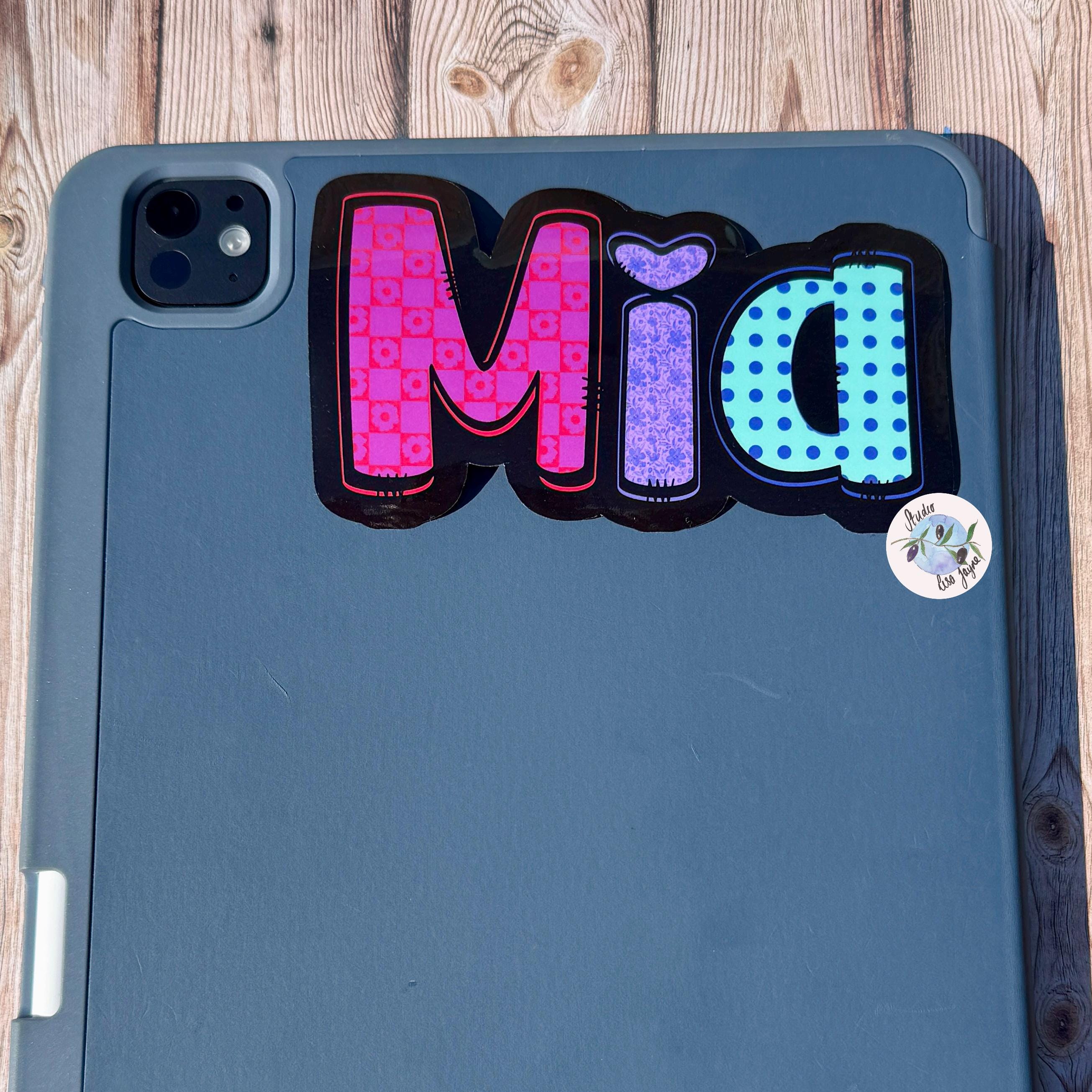 Bright Patterned Personalised Name Waterproof Vinyl Sticker Label