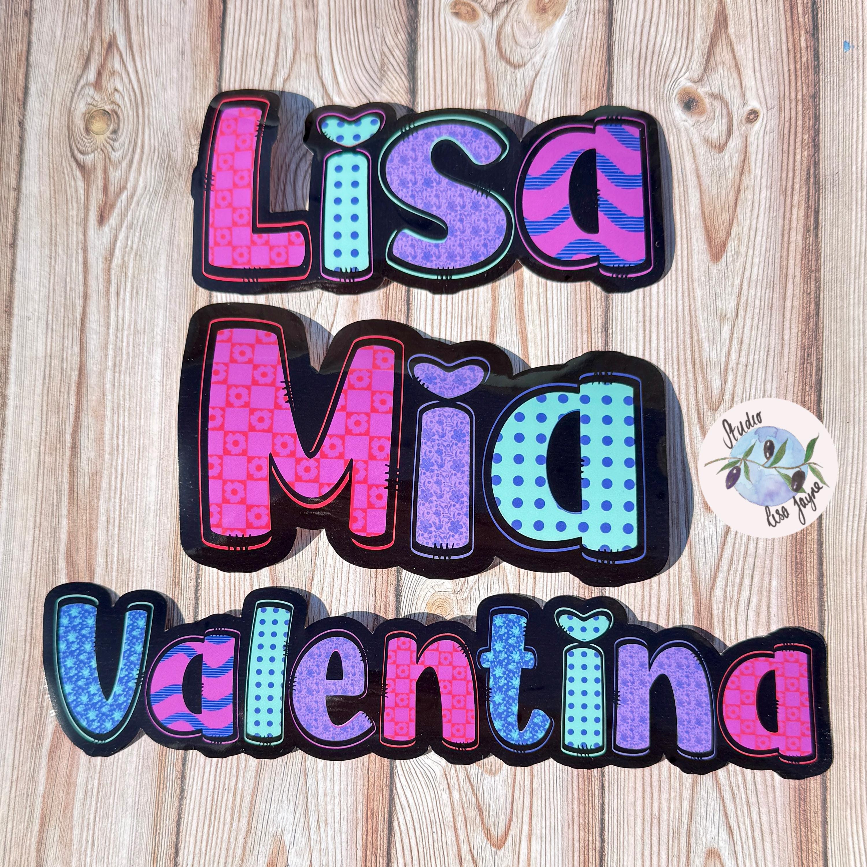 Bright Patterned Personalised Name Waterproof Vinyl Sticker Label