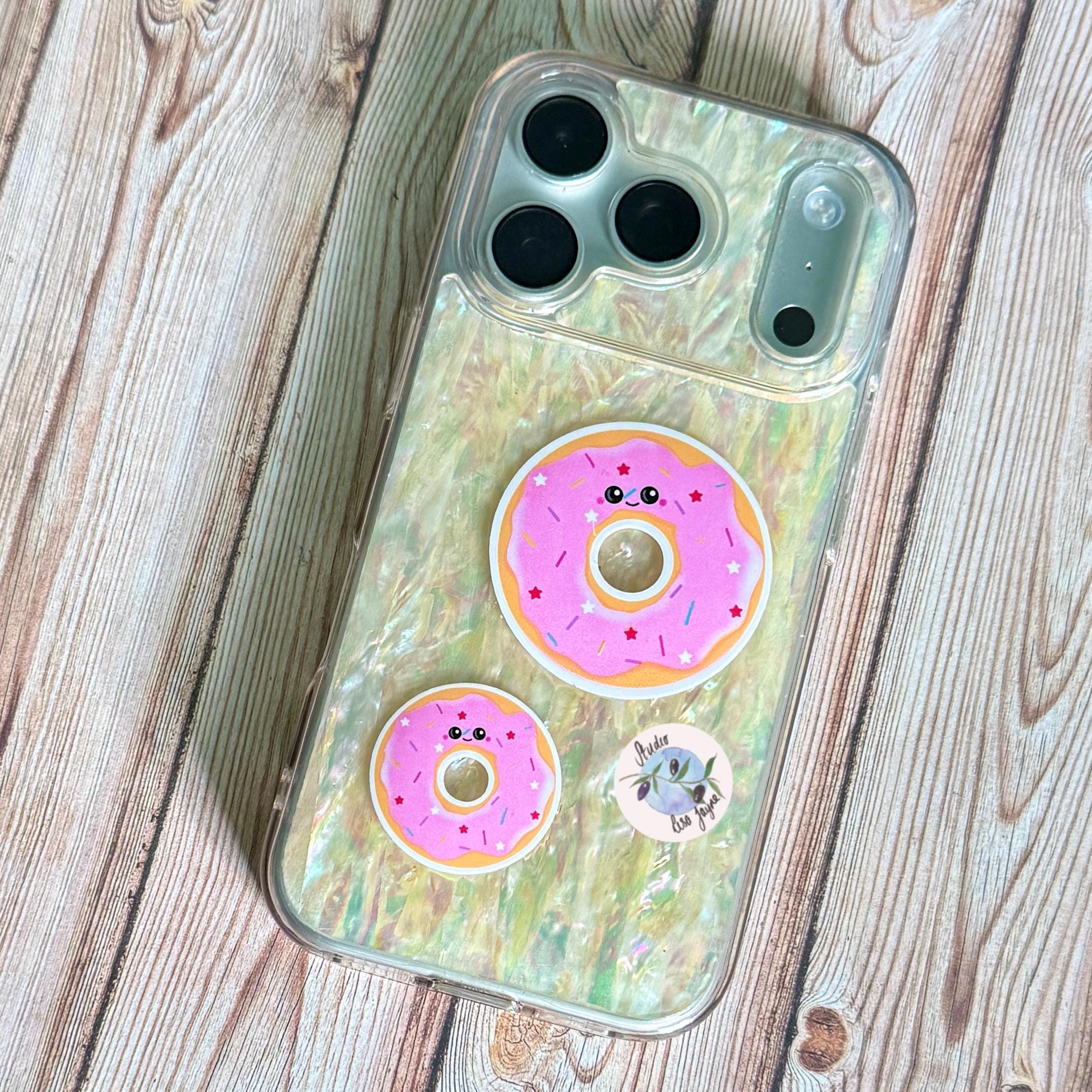 Doughnut Donut Hand Illustrated Waterproof Vinyl Sticker - a phone case with a donut design