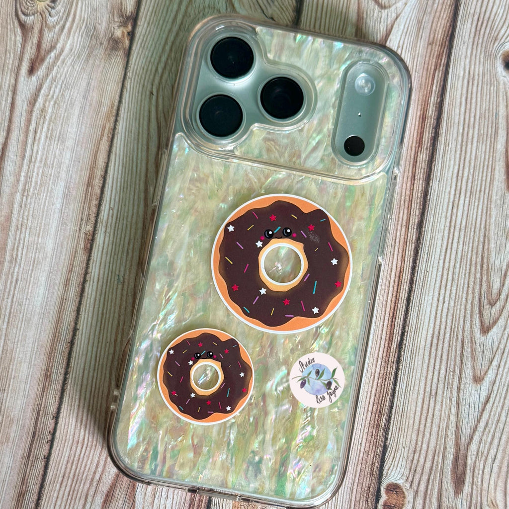 Doughnut Donut Hand Illustrated Waterproof Vinyl Sticker - a phone case with a donut design on it