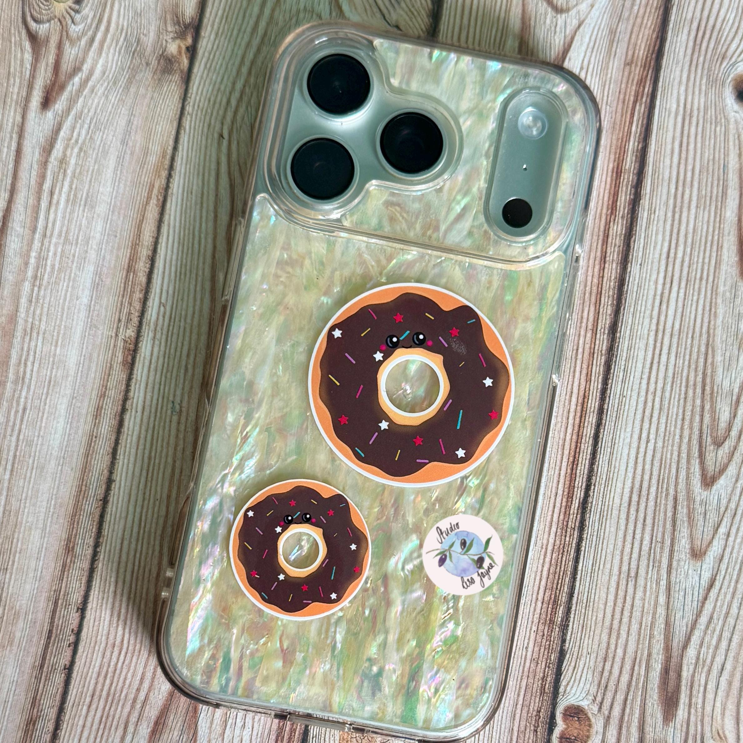 Doughnut Donut Hand Illustrated Waterproof Vinyl Sticker - a phone case with a donut design on it