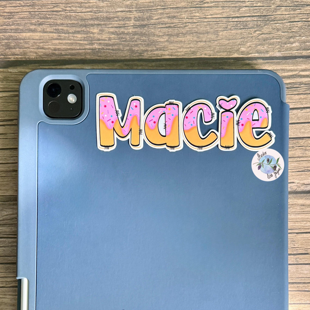 Doughnut Name Sticker for Smooth Surfaces