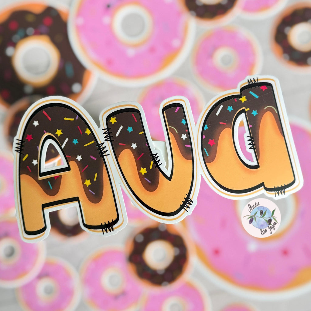 Doughnut Name Sticker for Smooth Surfaces