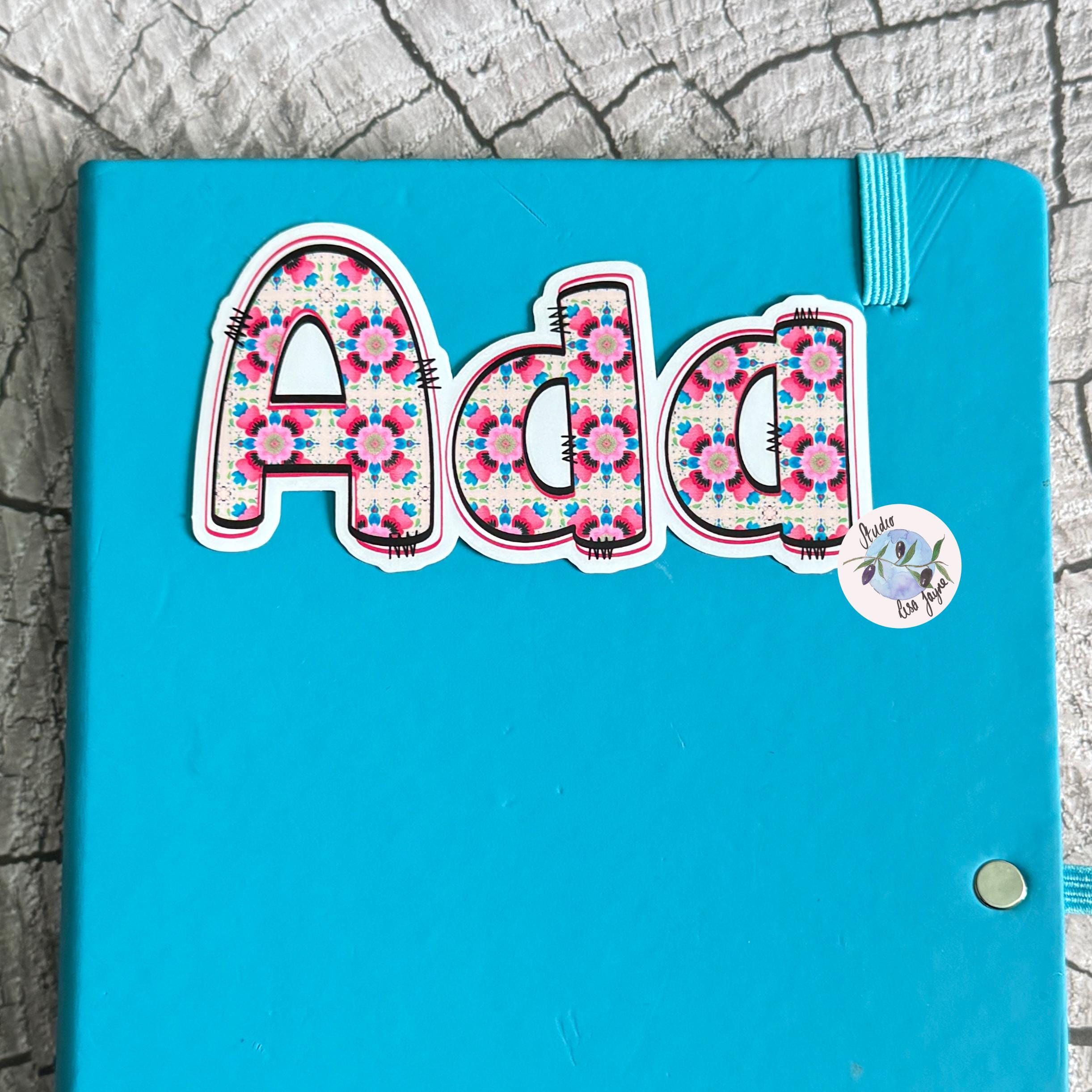 Floral Tile Name Sticker Label journal
