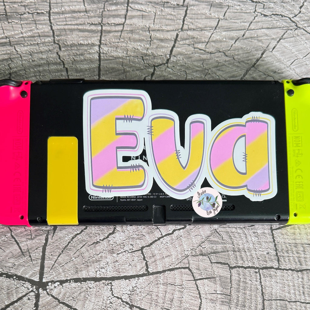 Pastel Rainbow Name Sticker Label - a rectangular object with a colorful label