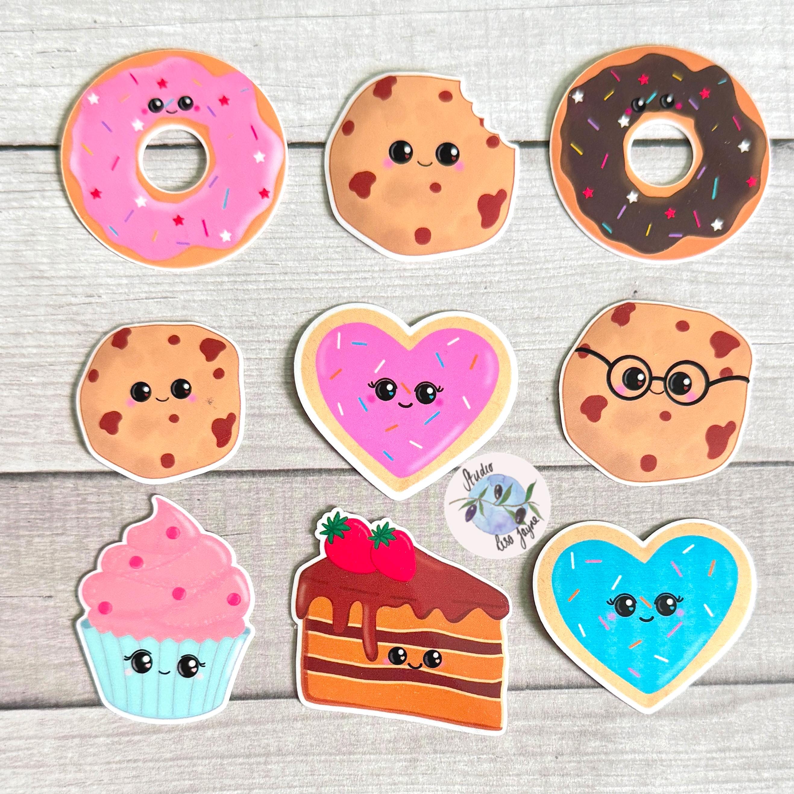 Sweet Treats Sticker Pack Hand Illustrated Happy Foods.  Doughnuts, cookies, cake, cupcake. - Sweet Treats Sticker Pack Hand Illustrated Happy Foods.  Doughnuts, cookies, cake, cupcake.