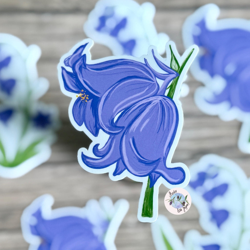 Bluebells Hand Illustrated Waterproof Vinyl Sticker - a sticker of a flower
