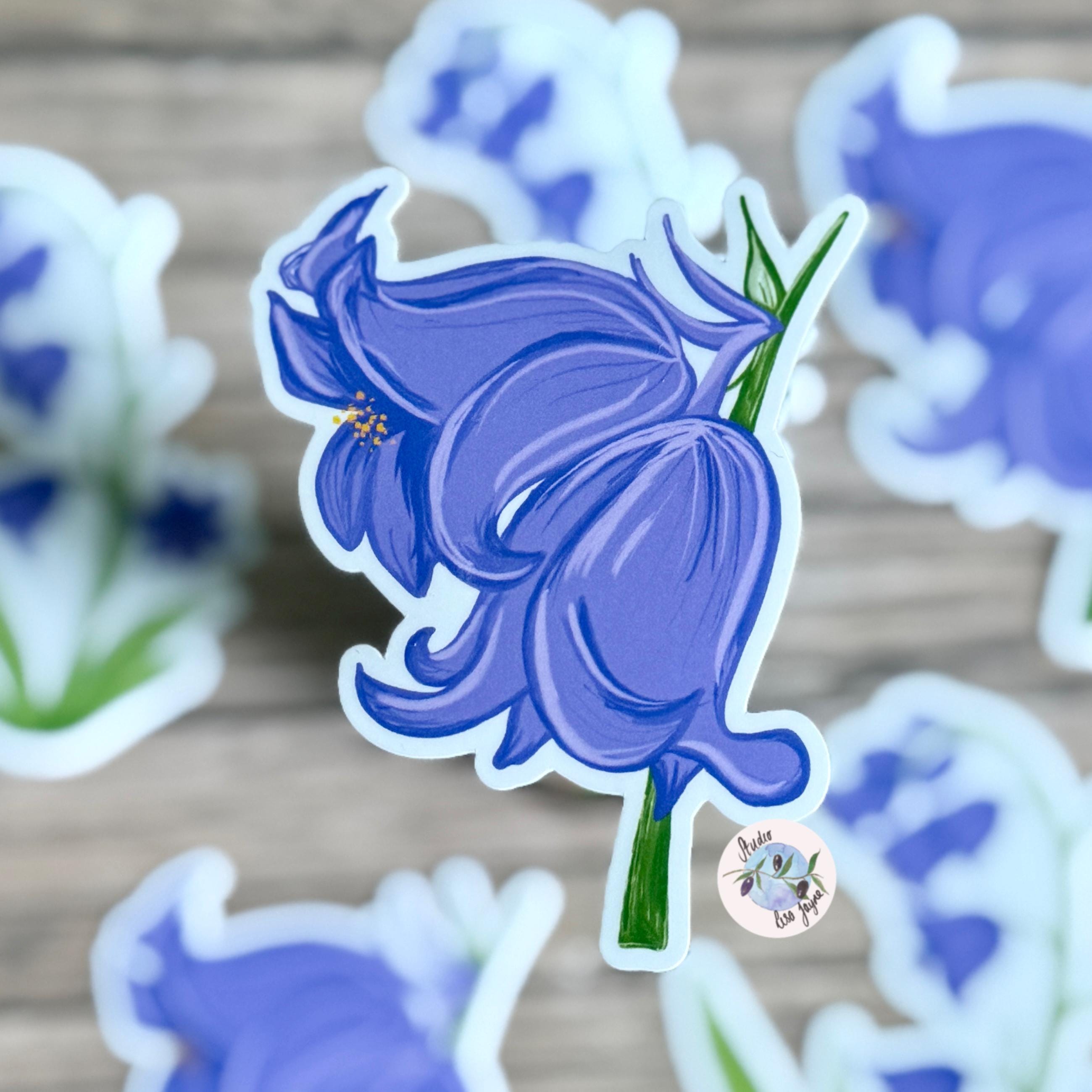 Bluebells Hand Illustrated Waterproof Vinyl Sticker - a sticker of a flower