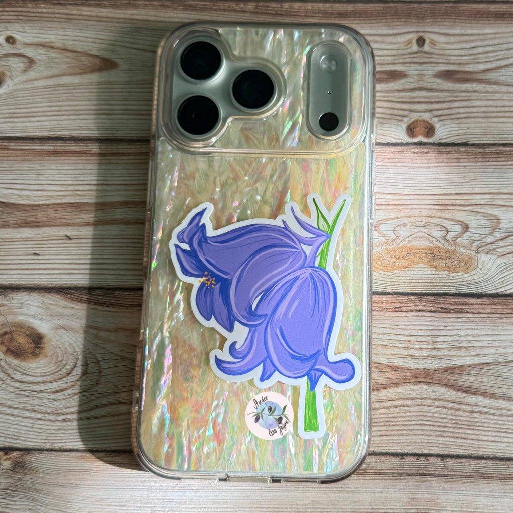 Bluebells Hand Illustrated Waterproof Vinyl Sticker - a phone case with a sticker on it