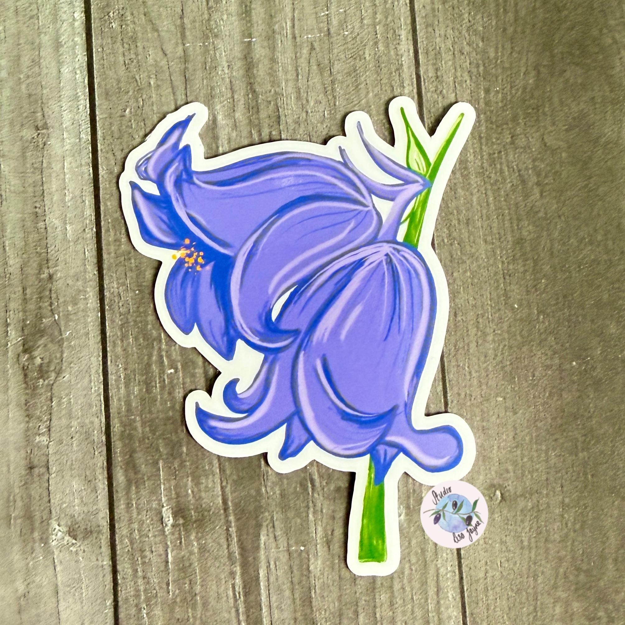 Bluebells Hand Illustrated Waterproof Vinyl Sticker - a sticker of a flower
