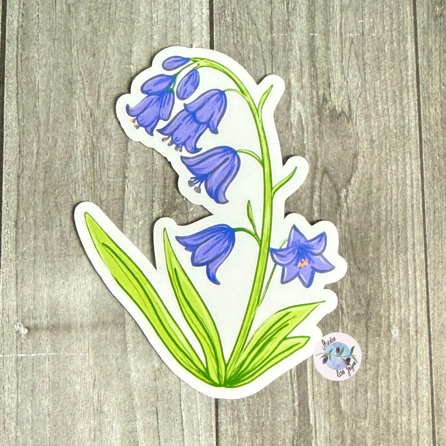 Bluebells Hand Illustrated Waterproof Vinyl Sticker - a sticker of a flower