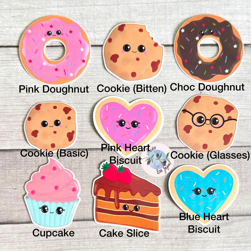 Sweet Treats Name Sticker for Smooth Surfaces - a group of cartoon characters