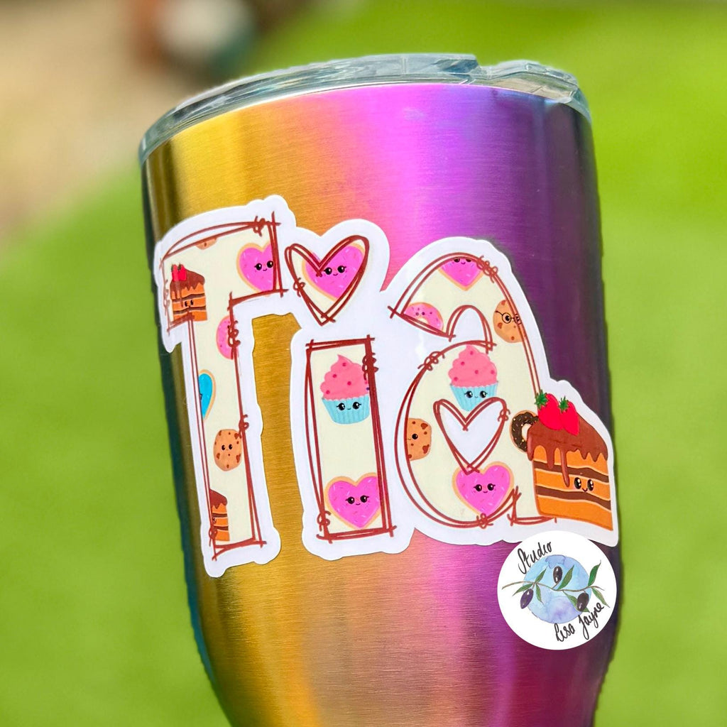 Sweet Treats Name Sticker for Smooth Surfaces - a close up of a cup