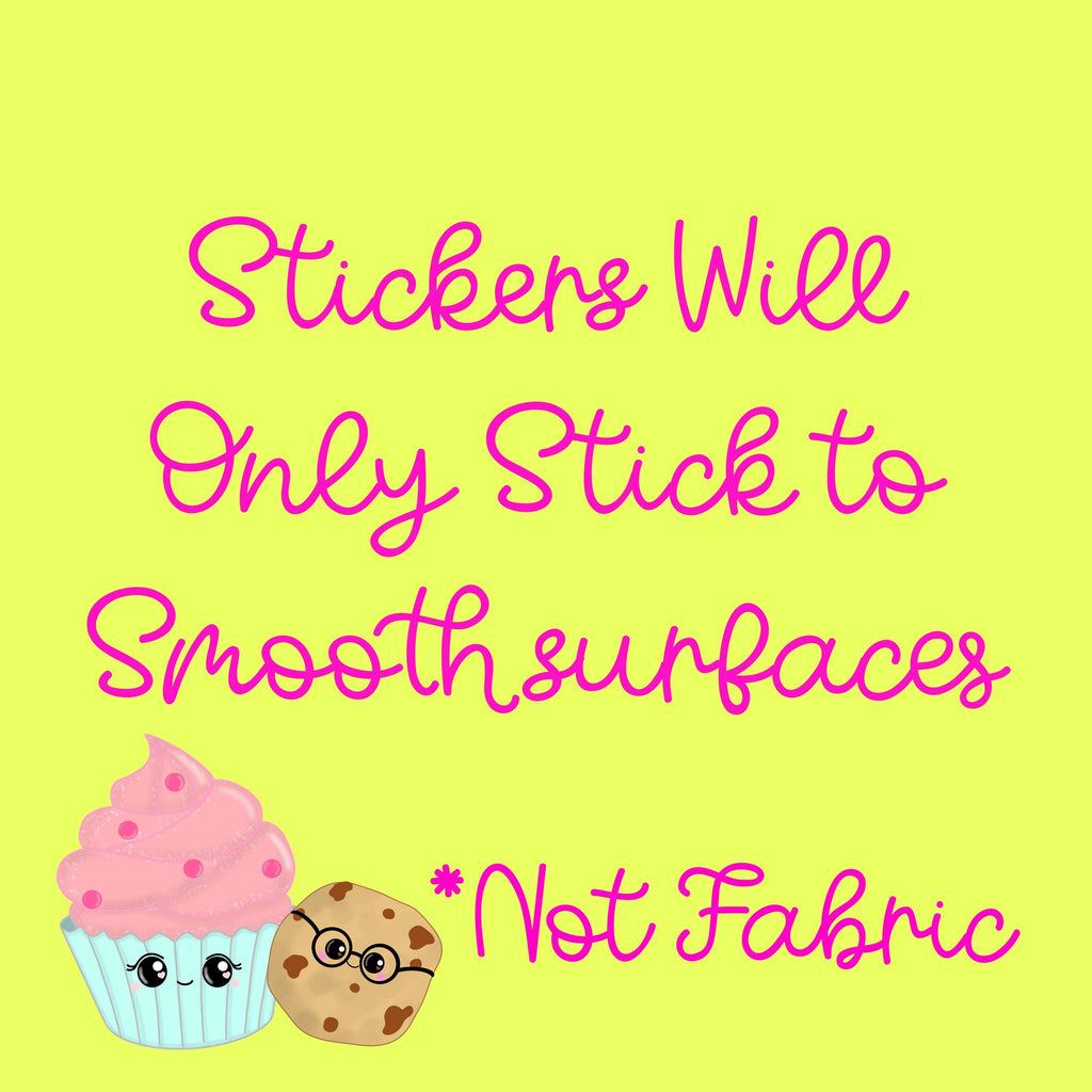 Sweet Treats Name Sticker for Smooth Surfaces - a cupcake and cookie with eyes and a face