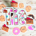Sweet Treats Name Sticker for Smooth Surfaces - a sticker with a drawing of food on it
