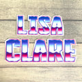 80s Wave Name Sticker Label - a close up of a name