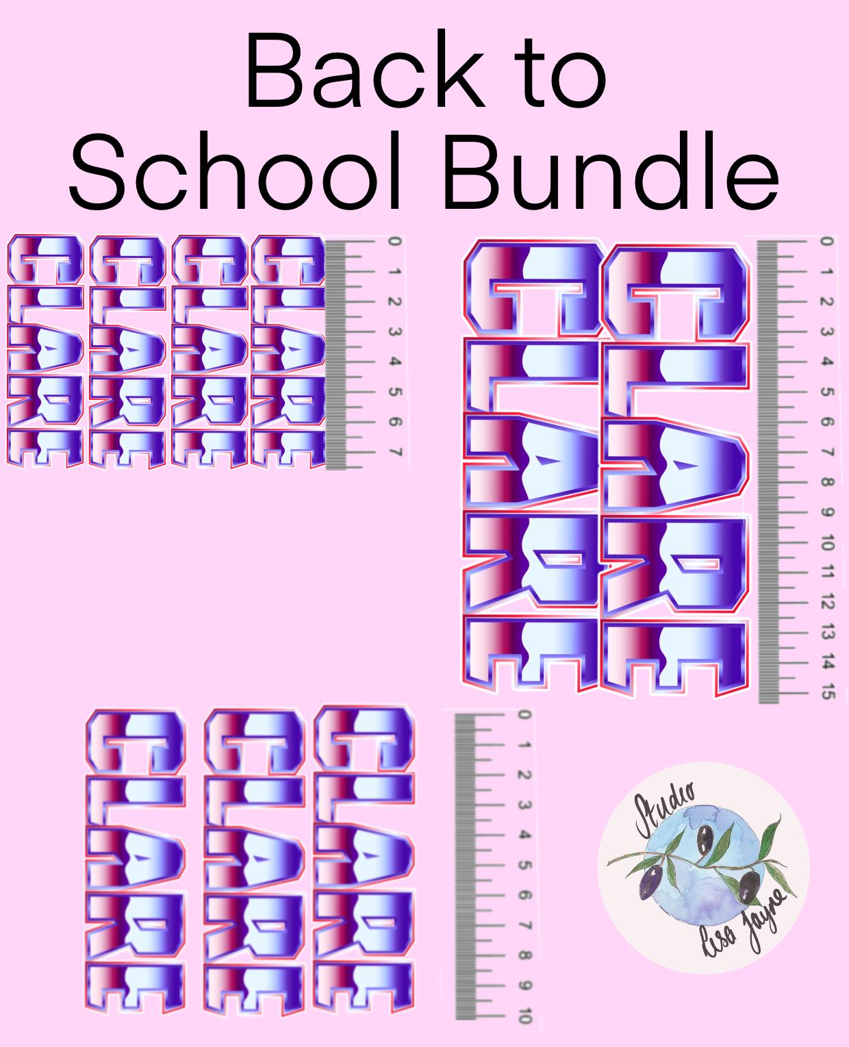80s Wave Name Sticker Label - a back to school bundle of measuring rulers