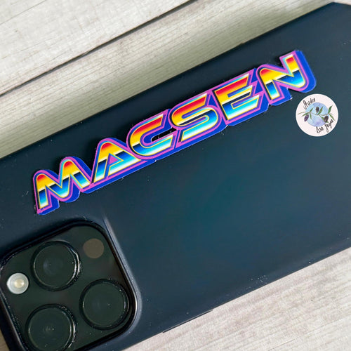 80s Retro Gamer Style Name Sticker Sticker Label - a phone case with a sticker on it