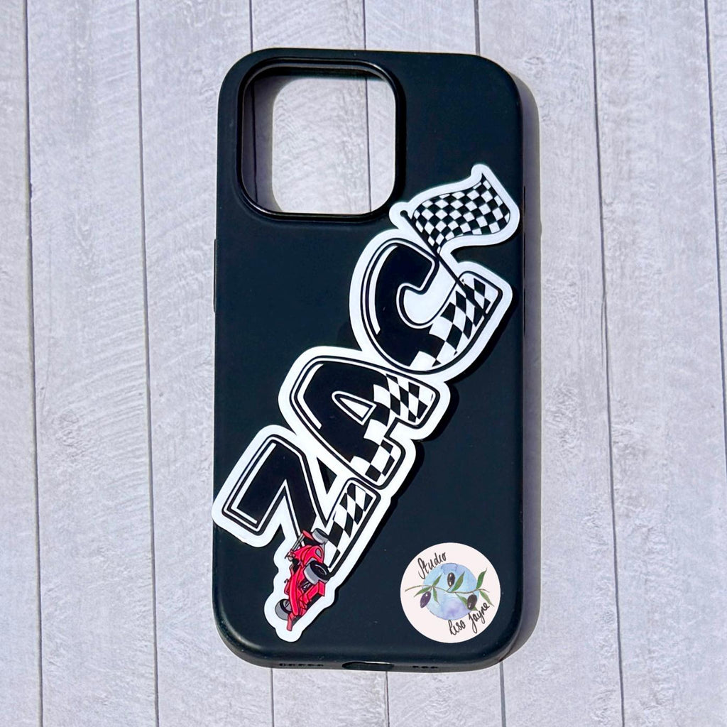 F1 Racing Car Name Sticker Label - a phone case with stickers on it