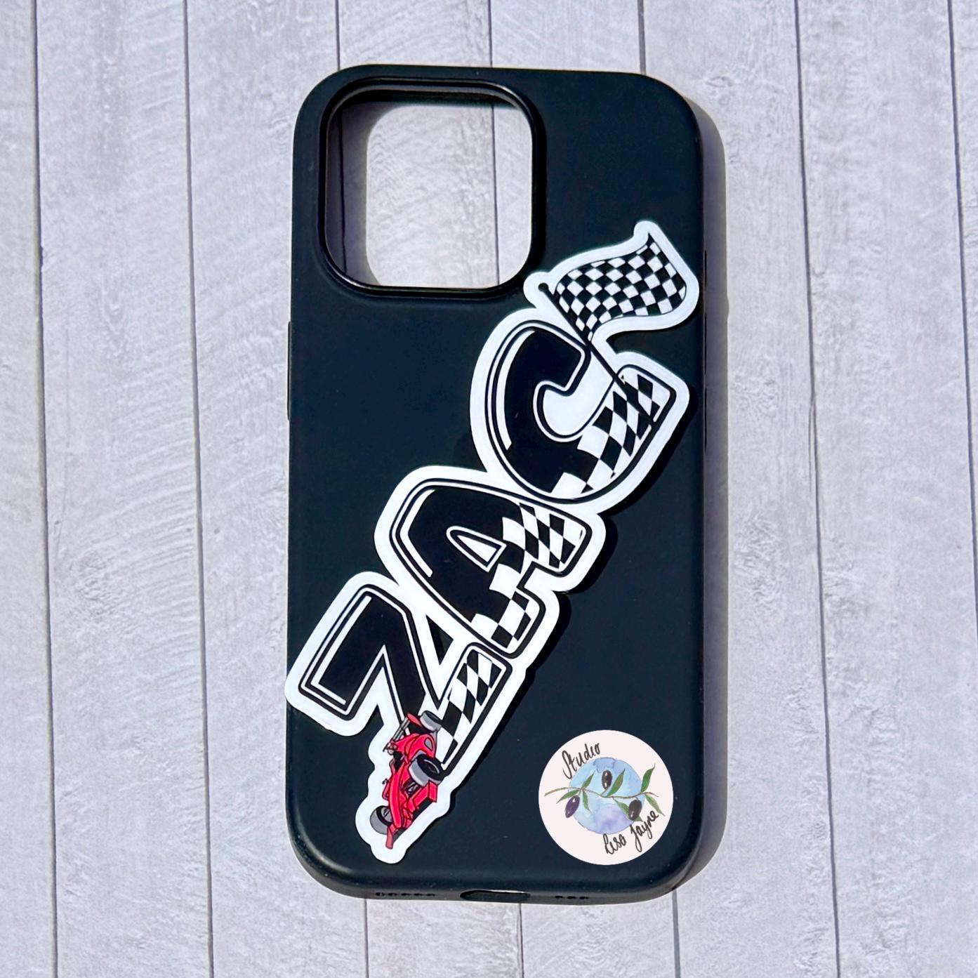 F1 Racing Car Name Sticker Label - a phone case with stickers on it