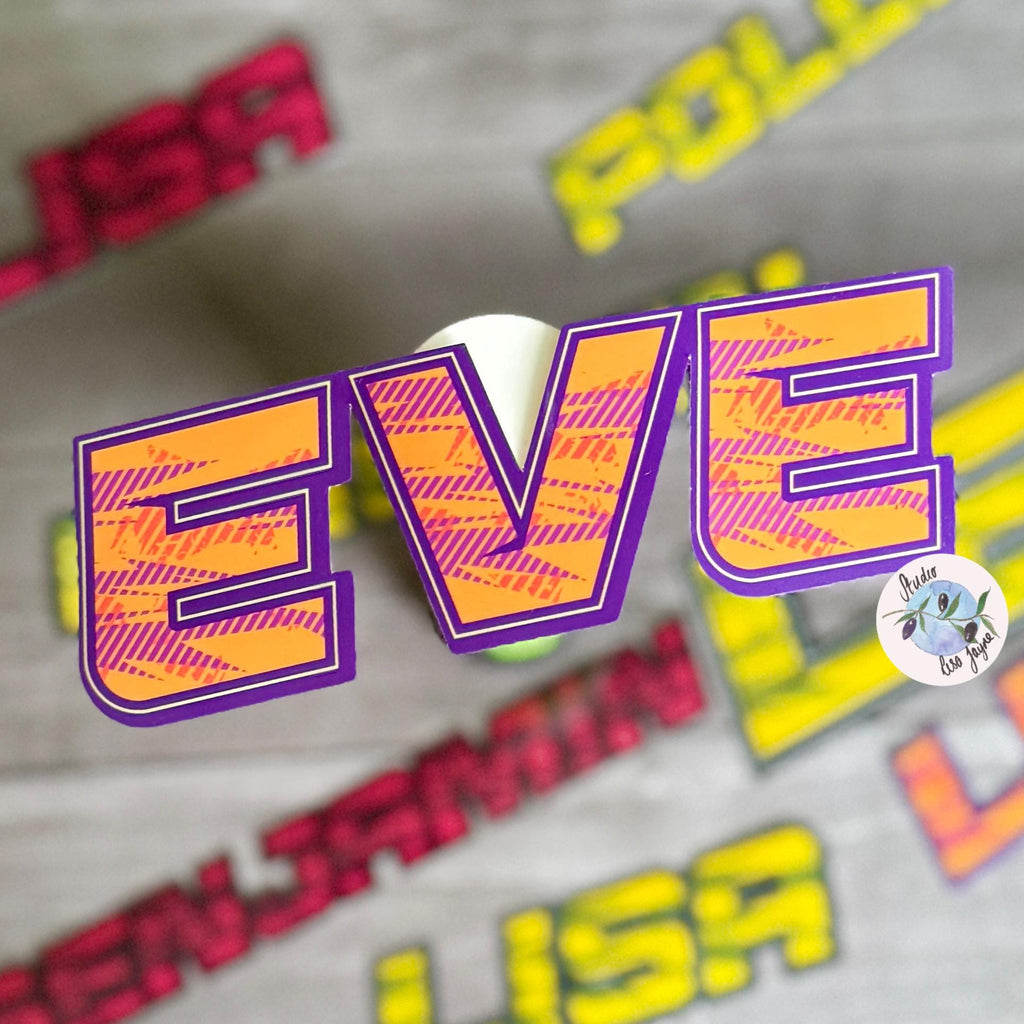 Sport Retro Name Sticker Sticker Label - a colorful text on a surface