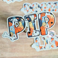 Dog Puppy Name Sticker Sticker Label Illustrated  Handmade - a sticker with cartoon dogs on it