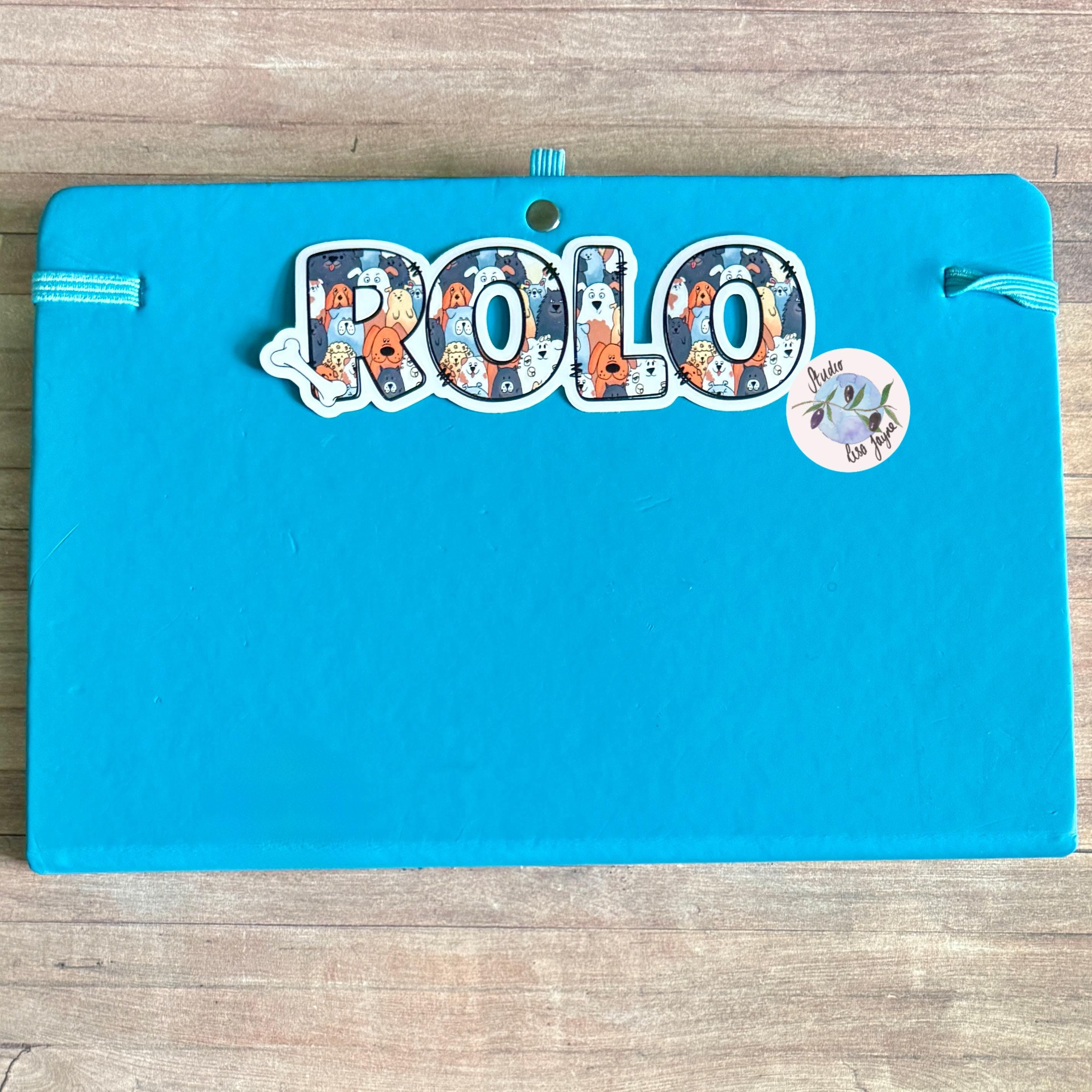 Dog Puppy Name Sticker Sticker Label Illustrated  Handmade - a blue book diary with a name tag