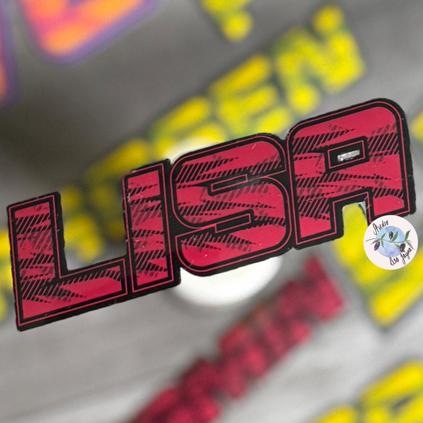 Sport Retro Name Sticker Sticker Label - a close up of a name