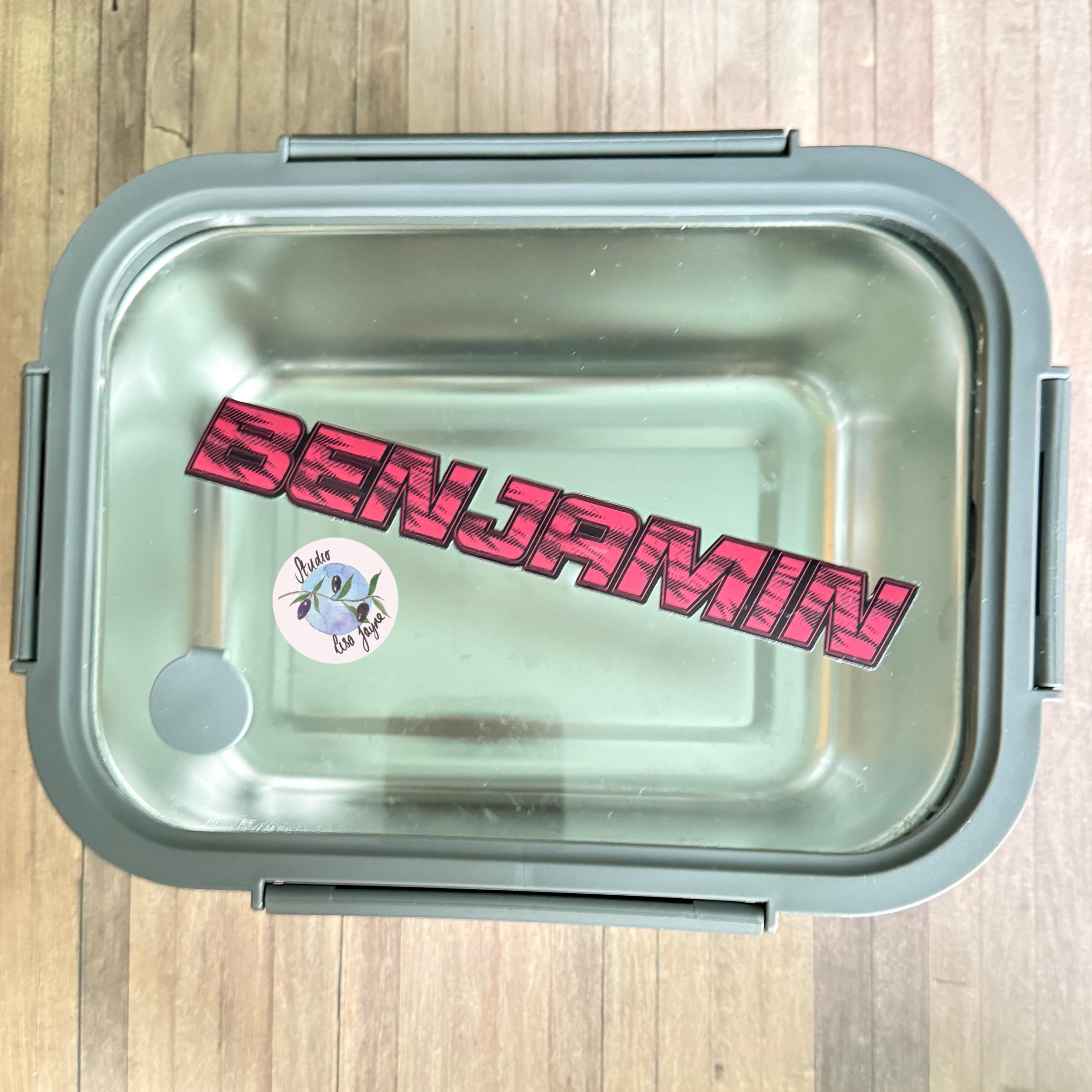 Sport Retro Name Sticker Sticker Label - a plastic container with a lid