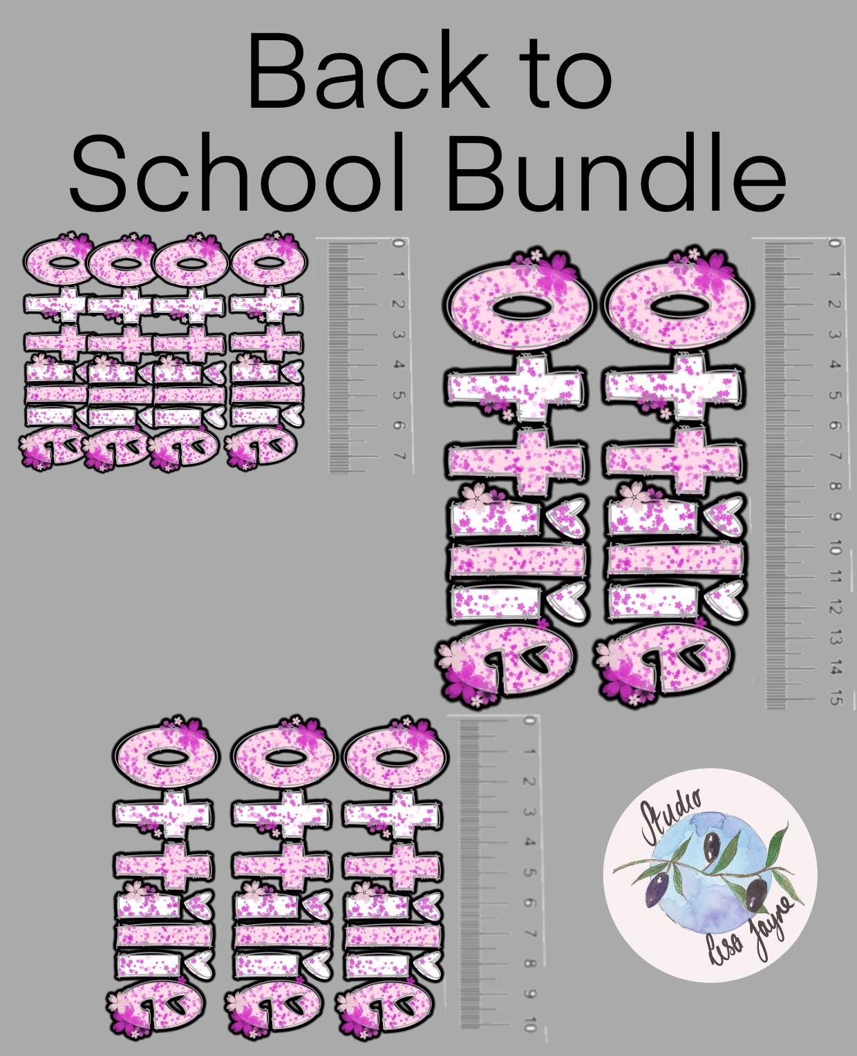Cherry Blossom Sakura Name Sticker Label - a back to school bundle of pink letters and numbers