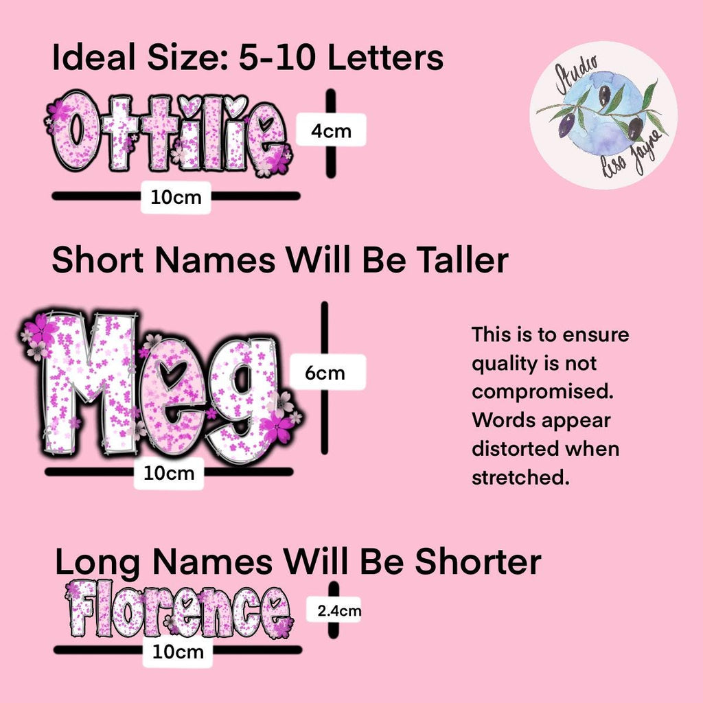 Cherry Blossom Sakura Name Sticker Label - a pink and white text with white text