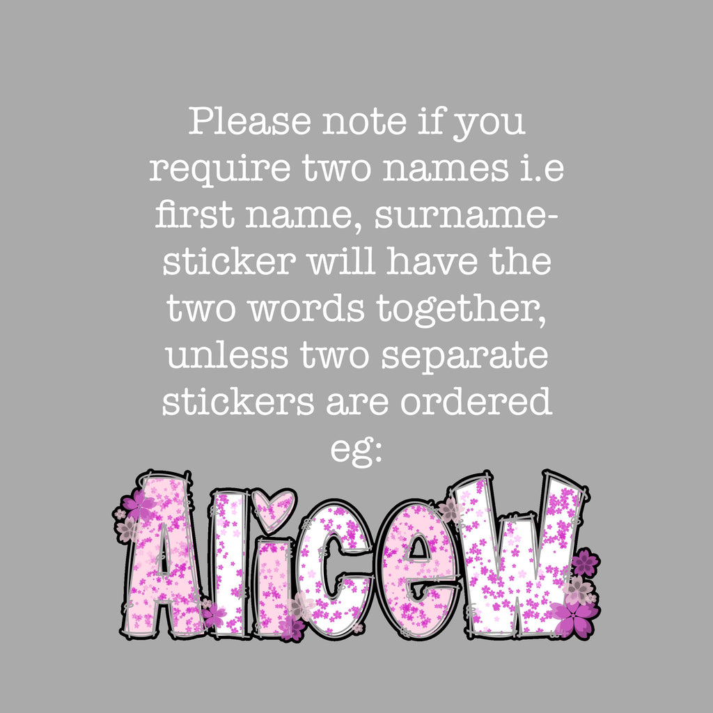 Cherry Blossom Sakura Name Sticker Label - a text on a gray background
