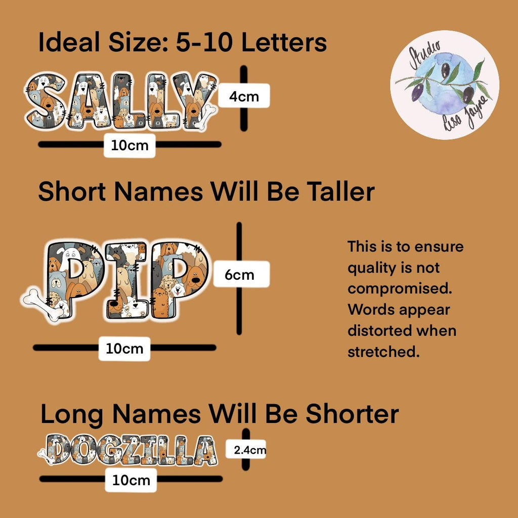 Dog Puppy Name Sticker Sticker Label Illustrated  Handmade - a brown paper with text and images