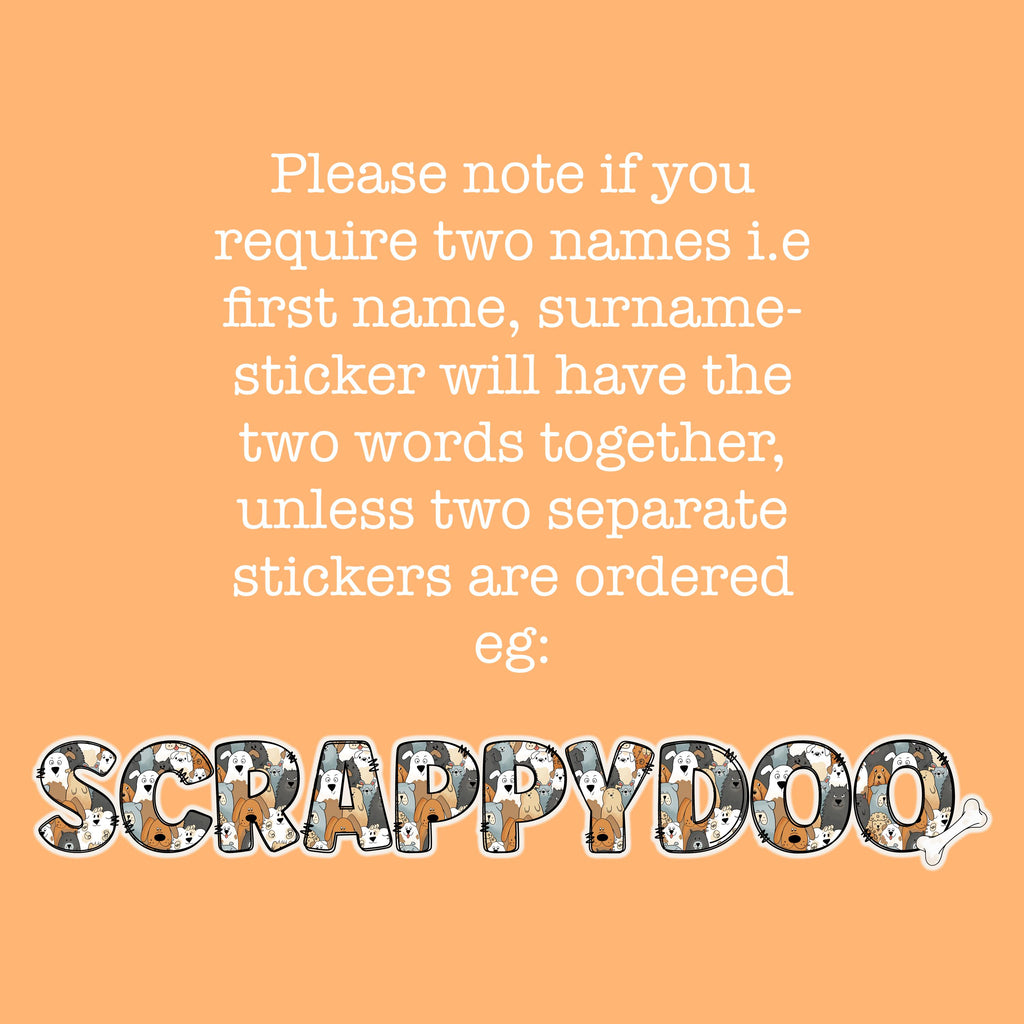 Dog Puppy Name Sticker Sticker Label Illustrated  Handmade - a text on a orange background