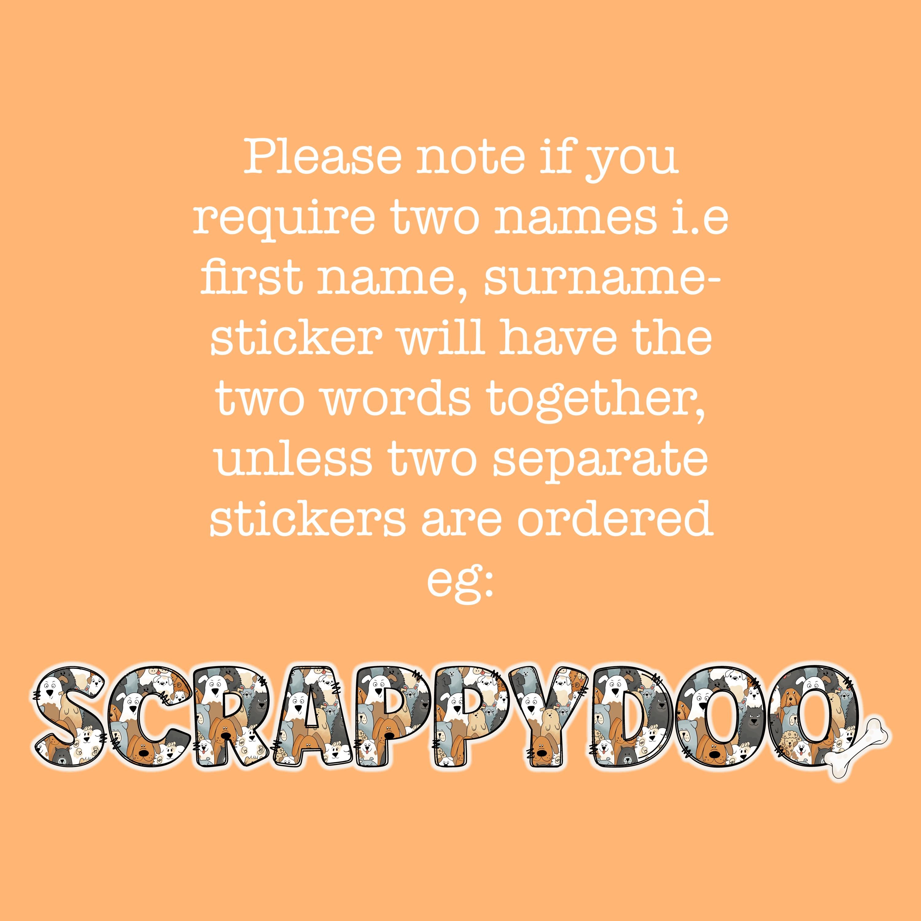 Dog Puppy Name Sticker Sticker Label Illustrated  Handmade - a text on a orange background