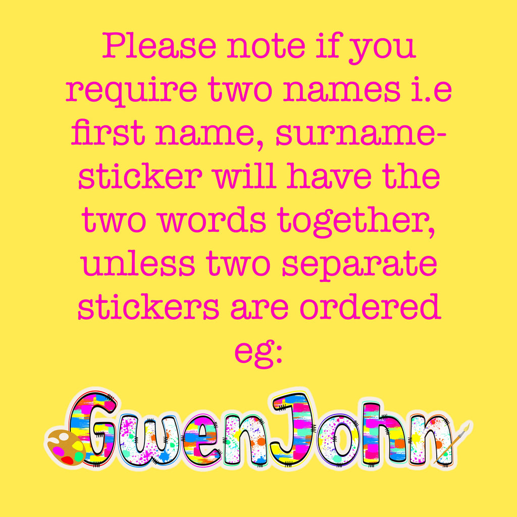 Artist Painter Painting Name Sticker Label - a yellow background with text