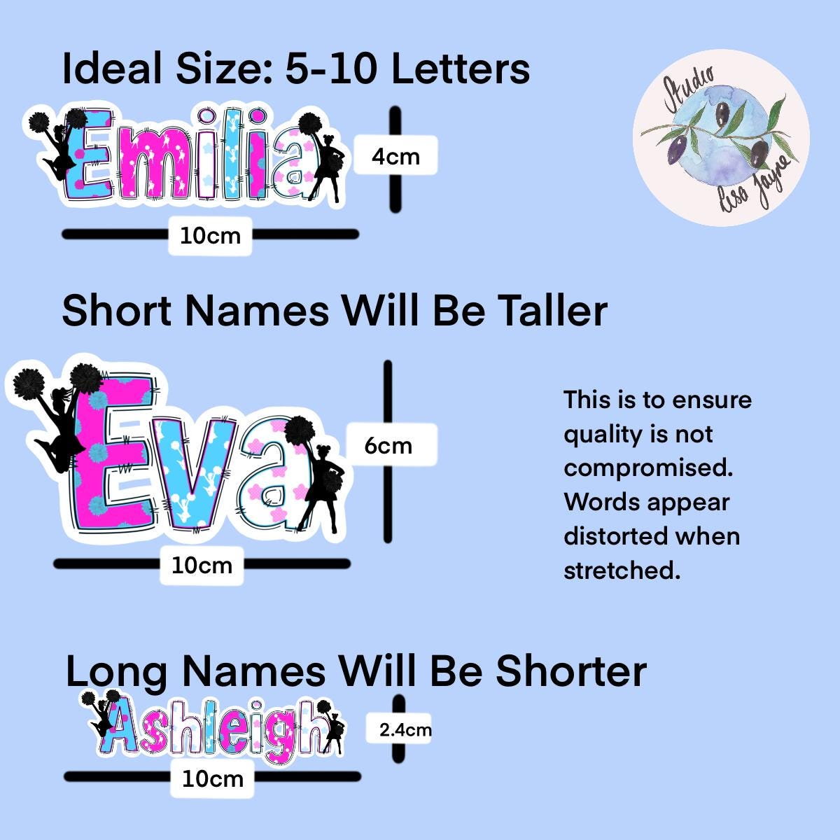 Cheerleader Name Sticker Label - a group of stickers with text