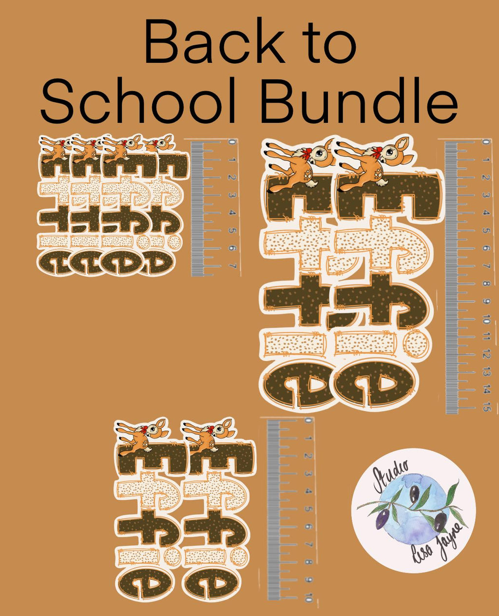 Deer Print Name Sticker Label Kids - a back to school bundle of stickers
