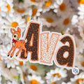 Deer Print Name Sticker Label Kids - a sticker with a deer and a flower
