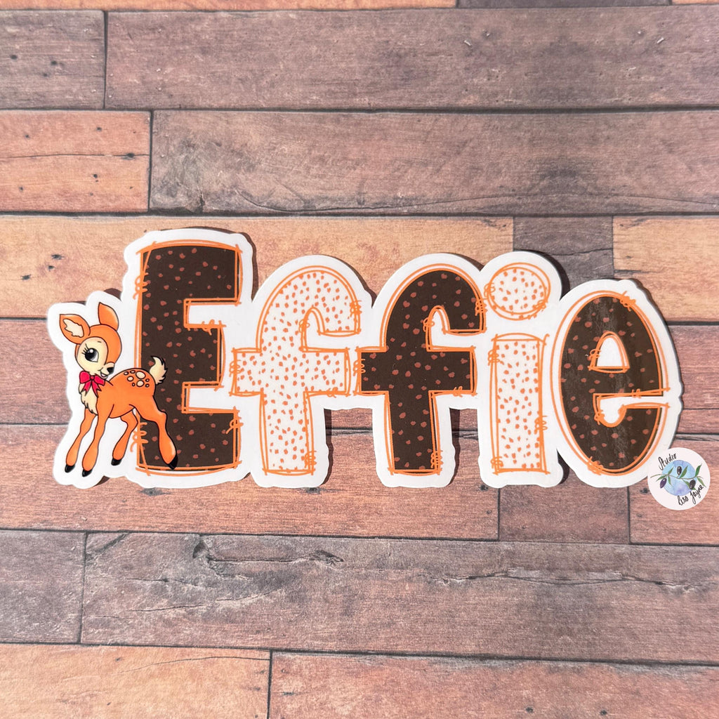 Deer Print Name Sticker Label Kids - a sticker of a name