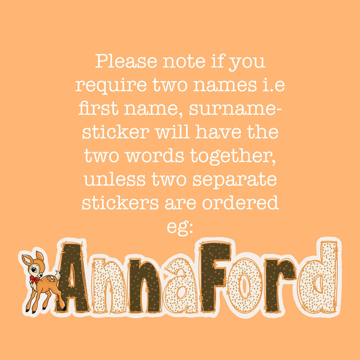 Deer Print Name Sticker Label Kids - a text on a paper