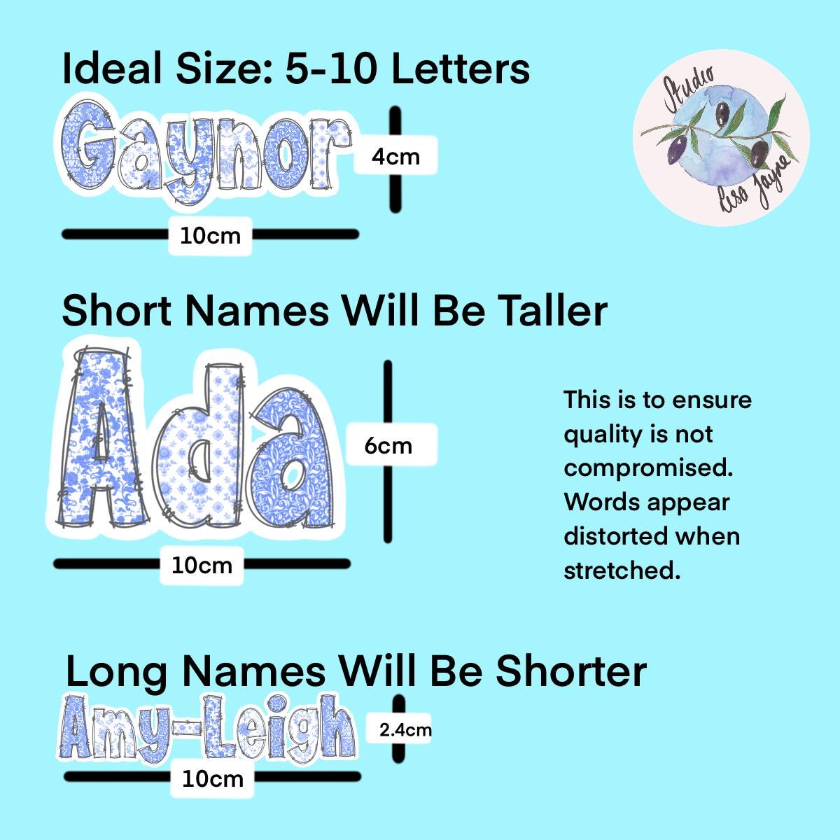 Floral Blue and White Name Sticker Label Kids - a blue and white sticker with text