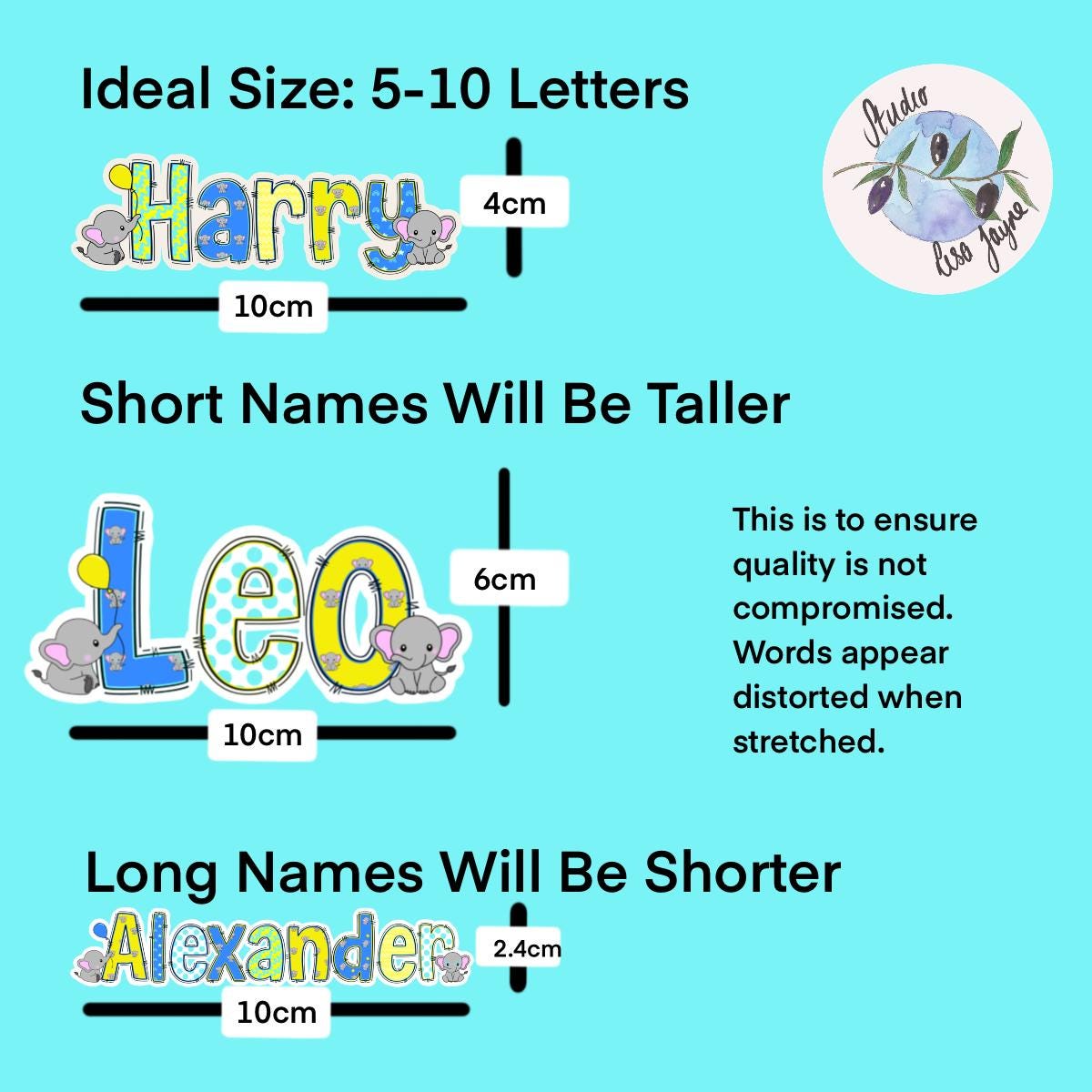 Elephants Name Sticker Label Kids - a blue background with text and pictures