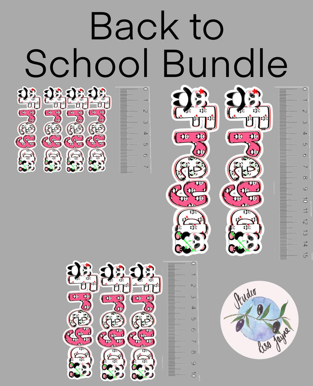 Panda Name Sticker Label Kids - a stickers and ruler