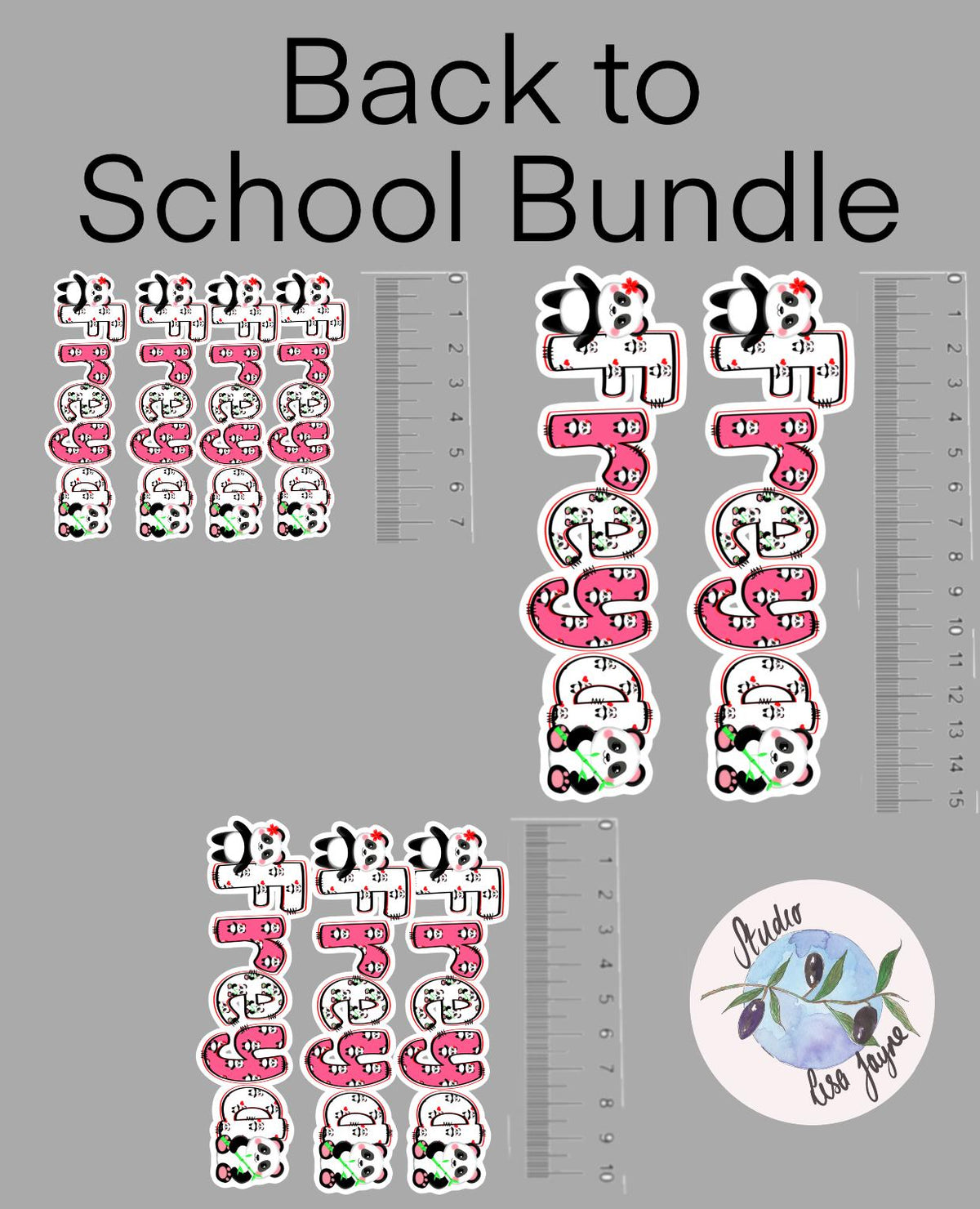 Panda Name Sticker Label Kids - a stickers and ruler