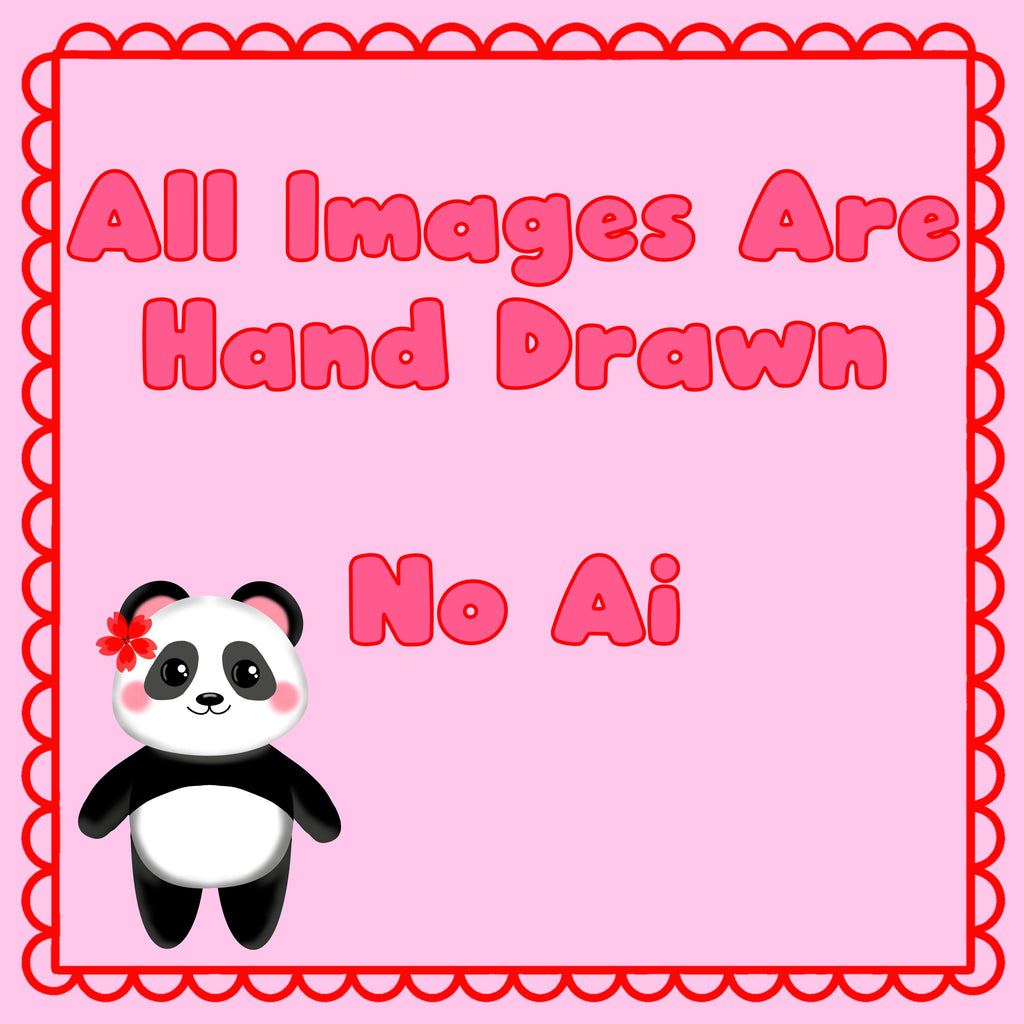 Panda Name Sticker Label Kids - a pink frame with a cartoon panda bear